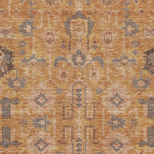 HomeRoots 10' X 14' Terra Cotta Beige & Charcoal Oriental Area Rug - Washable, UV-Protected, Stain-Resistant! 656693