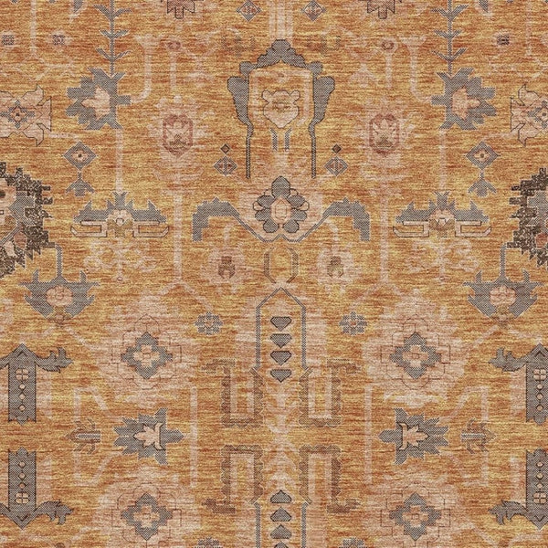 HomeRoots 10' X 14' Terra Cotta Beige & Charcoal Oriental Area Rug - Washable, UV-Protected, Stain-Resistant! 656693