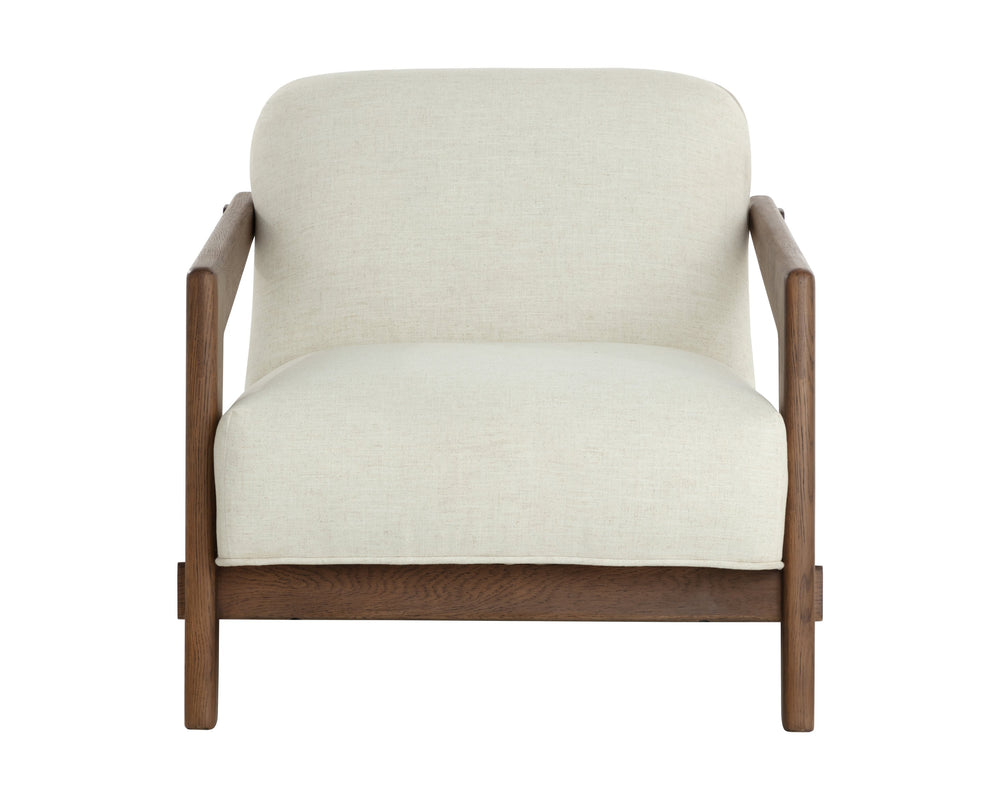Sunpan Bosco Lounge Chair - Mid-century Modern Design With Plush Geralt Linen Upholstery & Oak Frame Cream Fabric 111960