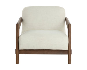 Sunpan Bosco Lounge Chair - Mid-century Modern Design With Plush Geralt Linen Upholstery & Oak Frame Cream Fabric 111960
