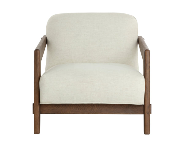 Sunpan Bosco Lounge Chair - Mid-century Modern Design With Plush Geralt Linen Upholstery & Oak Frame Cream Fabric 111960