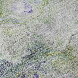 HomeRoots 10' Artichoke Green and Purple Abstract Area Rug - Washable, UV Protected, Perfect for Busy Homes 656699