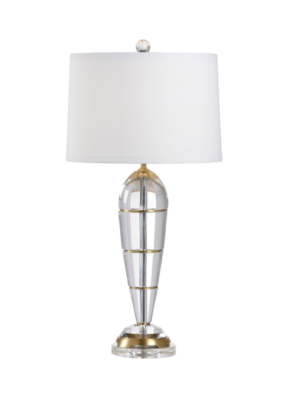 Wildwood Peninsula Crystal Table Lamp With Antique Brass Accents — Slim 33" Accent Light For Bedside & Entryway 65670