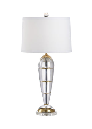 Wildwood Peninsula Crystal Table Lamp With Antique Brass Accents — Slim 33" Accent Light For Bedside & Entryway 65670
