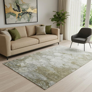 HomeRoots 5' X 8' Abstract Brown and Ivory Area Rug - Washable, UV-Protected, Stain-Resistant for Busy Homes 656701