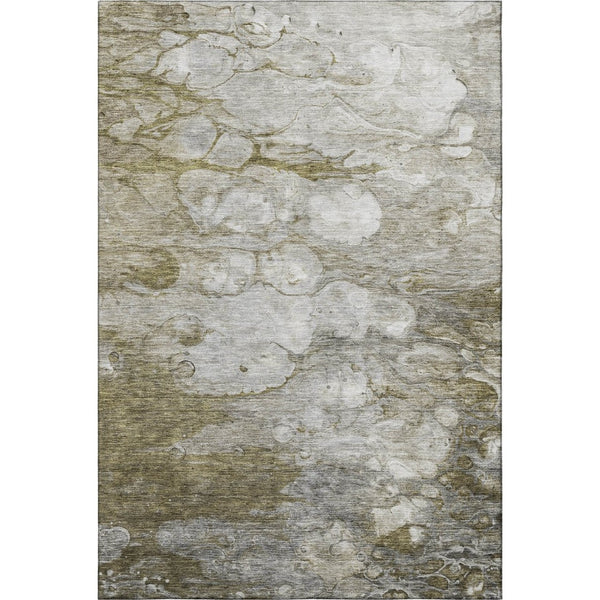 HomeRoots 5' X 8' Abstract Brown and Ivory Area Rug - Washable, UV-Protected, Stain-Resistant for Busy Homes 656701