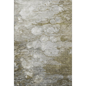 HomeRoots 8' X 10' Brown And Ivory Abstract Area Rug – Washable, Durable, UV-Protected, Perfect for High Traffic! 656703