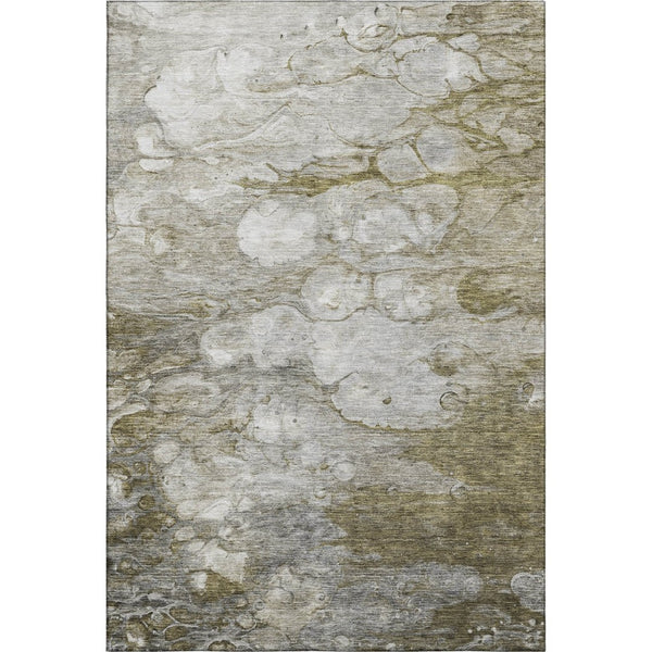 HomeRoots 8' X 10' Brown And Ivory Abstract Area Rug – Washable, Durable, UV-Protected, Perfect for High Traffic! 656703
