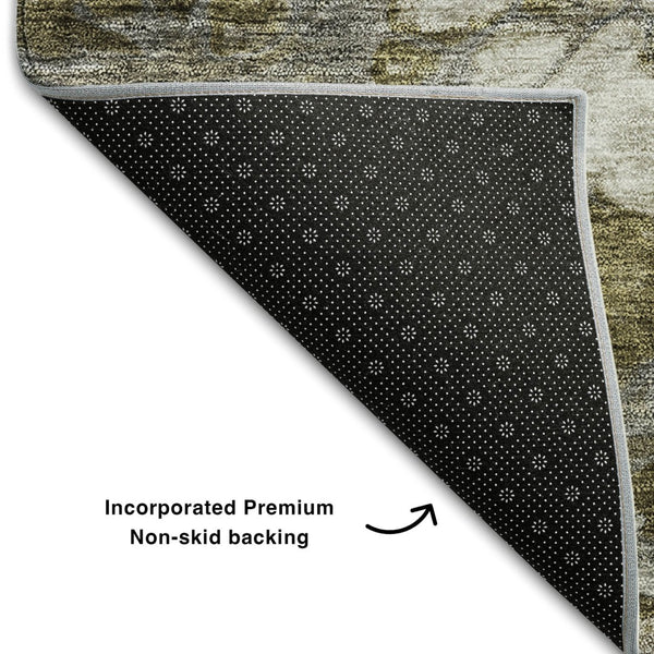 HomeRoots 8' X 10' Brown And Ivory Abstract Area Rug – Washable, Durable, UV-Protected, Perfect for High Traffic! 656703
