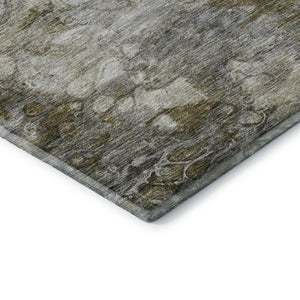 HomeRoots 8' X 10' Brown And Ivory Abstract Area Rug – Washable, Durable, UV-Protected, Perfect for High Traffic! 656703