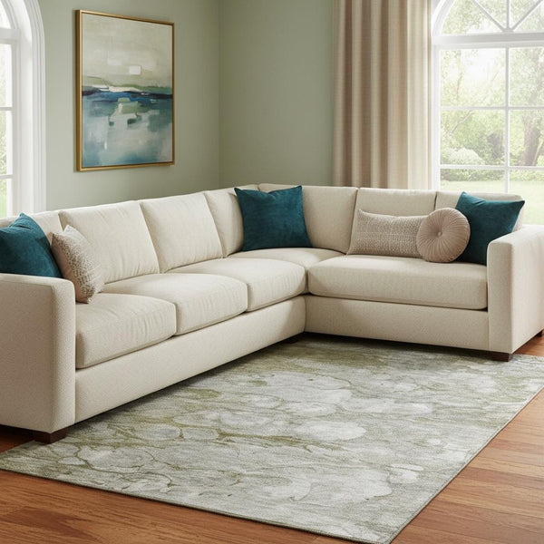 HomeRoots 8' X 10' Brown And Ivory Abstract Area Rug – Washable, Durable, UV-Protected, Perfect for High Traffic! 656703