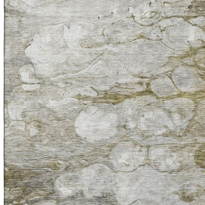 HomeRoots 8' X 10' Brown And Ivory Abstract Area Rug – Washable, Durable, UV-Protected, Perfect for High Traffic! 656703