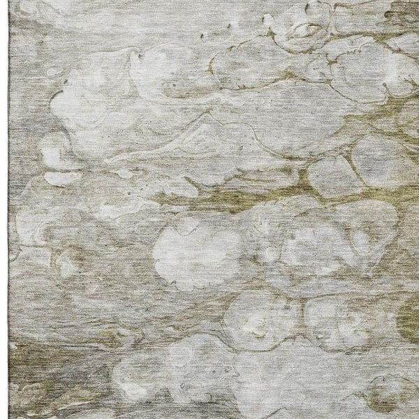 HomeRoots 8' X 10' Brown And Ivory Abstract Area Rug – Washable, Durable, UV-Protected, Perfect for High Traffic! 656703