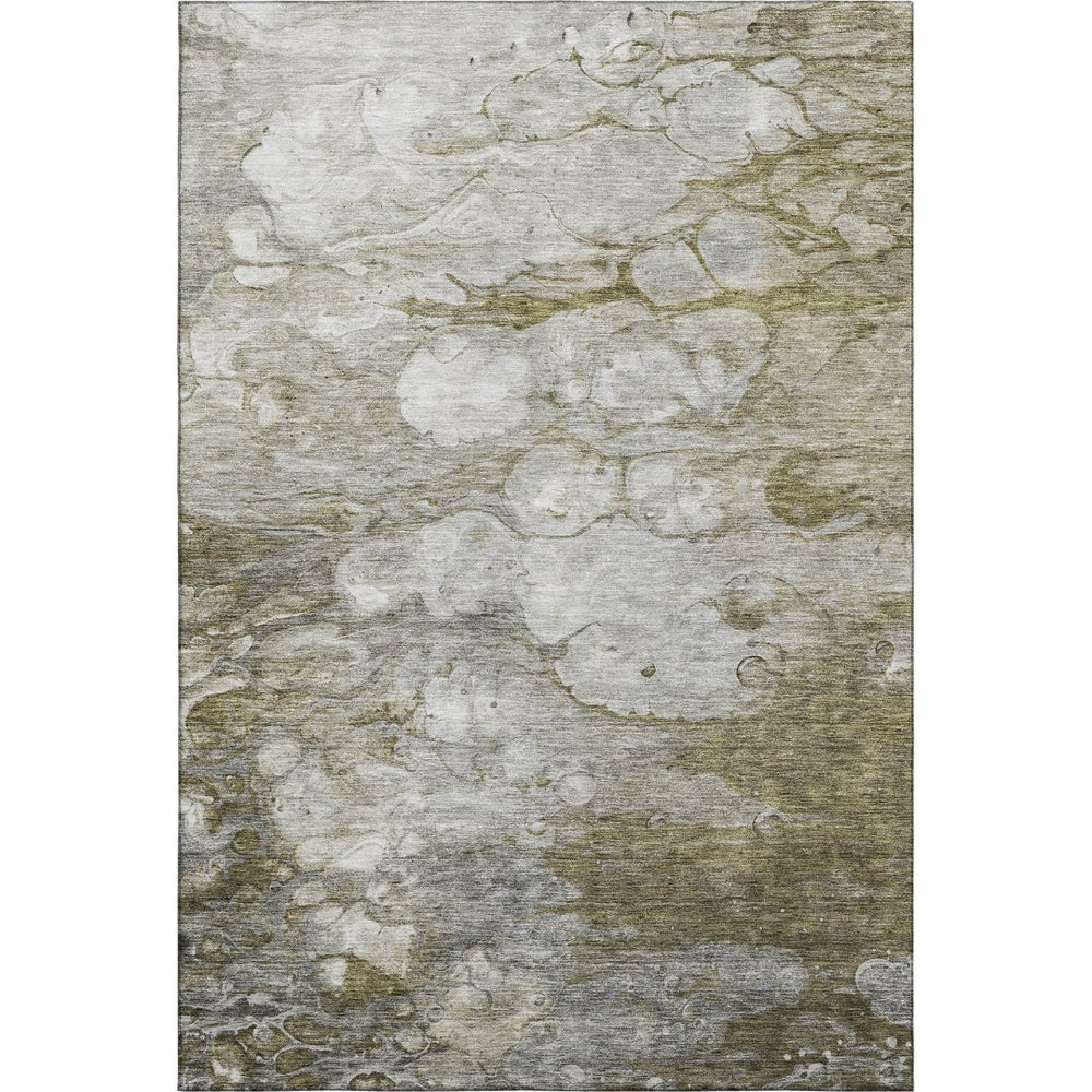 HomeRoots 9' X 12' Brown And Ivory Abstract Area Rug - Washable, UV Protected, Stylish & Stain Resistant Design 656704
