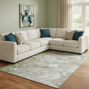 HomeRoots 9' X 12' Brown And Ivory Abstract Area Rug - Washable, UV Protected, Stylish & Stain Resistant Design 656704