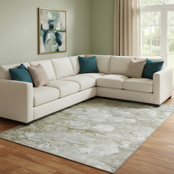 HomeRoots 9' X 12' Brown And Ivory Abstract Area Rug - Washable, UV Protected, Stylish & Stain Resistant Design 656704