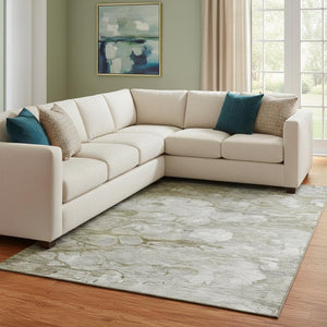 HomeRoots 10' Brown and Ivory Abstract Washable Area Rug - UV Protected, Stain-Resistant, Modern Design 656705