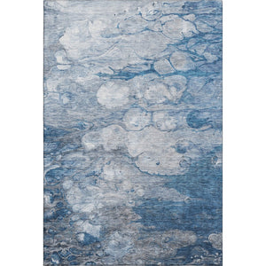 HomeRoots 8' X 10' Blue And Ivory Abstract Area Rug - Washable, UV-Protected, Stain-Resistant Comfort Design 656709