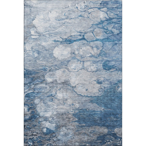 HomeRoots 9' X 12' Stylish Blue and Ivory Abstract Area Rug – Washable, UV Protected, Perfect for High-Traffic Spaces 656710