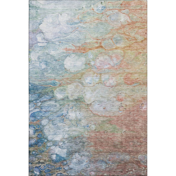 HomeRoots 5' X 8' Coral Blue Abstract Area Rug - Washable, UV-Protected, Durable & Perfect for Busy Homes! 656713