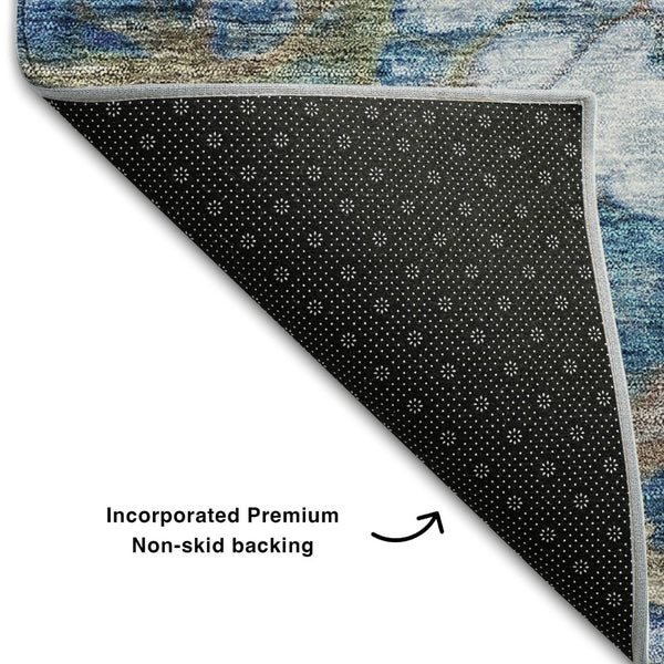 HomeRoots 5' X 8' Coral Blue Abstract Area Rug - Washable, UV-Protected, Durable & Perfect for Busy Homes! 656713