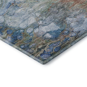 HomeRoots 5' X 8' Coral Blue Abstract Area Rug - Washable, UV-Protected, Durable & Perfect for Busy Homes! 656713