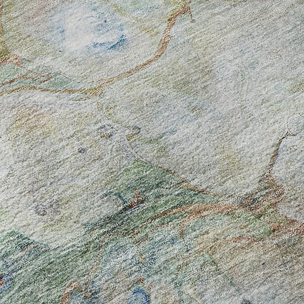 HomeRoots 9' X 12' Coral Blue & Ivory Abstract Area Rug - Washable, Stain Resistant, UV Protected for Homes 656716