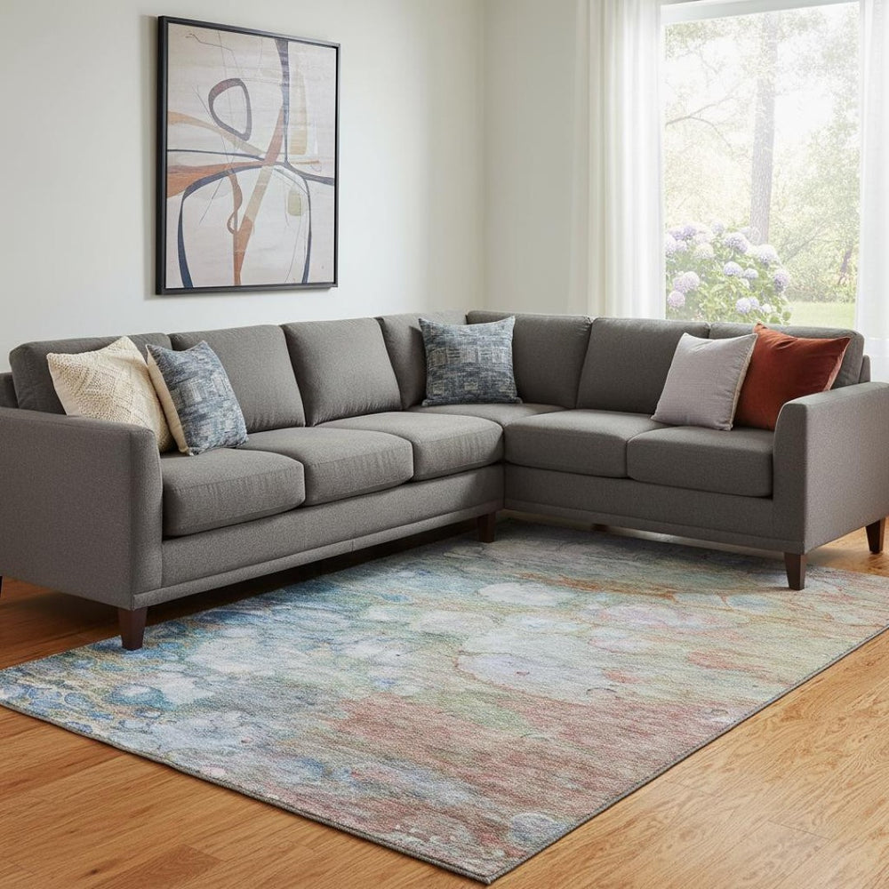 HomeRoots 10' X 14' Coral Blue Abstract Area Rug - Washable, UV-Protected, Perfect for High-Traffic Spaces! 656717