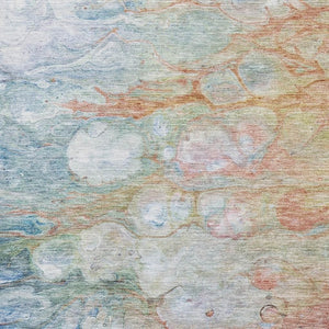 HomeRoots 10' X 14' Coral Blue Abstract Area Rug - Washable, UV-Protected, Perfect for High-Traffic Spaces! 656717