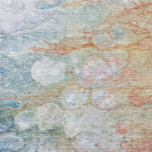 HomeRoots 10' X 14' Coral Blue Abstract Area Rug - Washable, UV-Protected, Perfect for High-Traffic Spaces! 656717