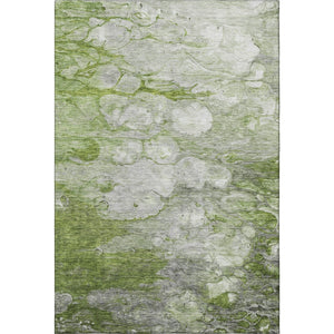 HomeRoots 8' X 10' Contemporary Olive Green Abstract Washable Area Rug with UV Protection for High-Traffic Spaces 656721