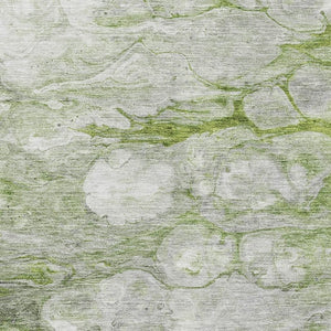 HomeRoots 10' Modern Olive Green, Ivory & Gray Abstract Area Rug - Washable, Stain-Resistant & UV Protected! 656723