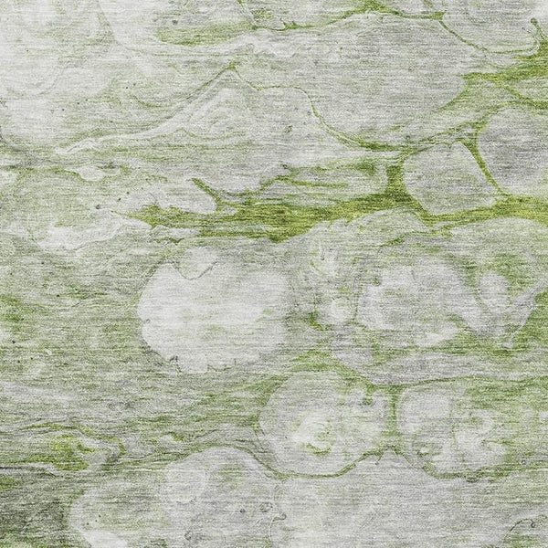 HomeRoots 10' Modern Olive Green, Ivory & Gray Abstract Area Rug - Washable, Stain-Resistant & UV Protected! 656723