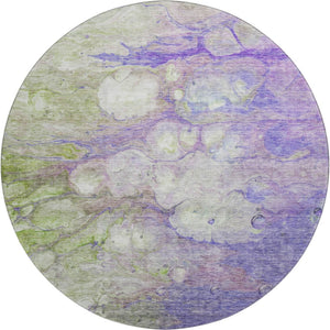 HomeRoots 8' Colorful Abstract Round Rug - Durable, Washable, UV-Protected Polyester for High-Traffic Areas 656726