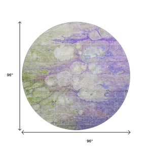 HomeRoots 8' Colorful Abstract Round Rug - Durable, Washable, UV-Protected Polyester for High-Traffic Areas 656726