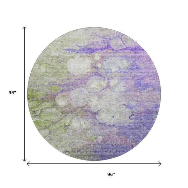 HomeRoots 8' Colorful Abstract Round Rug - Durable, Washable, UV-Protected Polyester for High-Traffic Areas 656726
