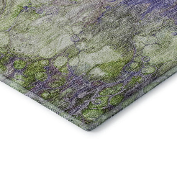 HomeRoots 8' X 10' Contemporary Purple Green Ivory Abstract Washable Area Rug with UV Protection & Durability 656727