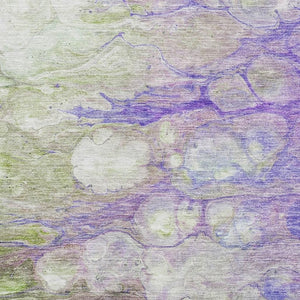 HomeRoots 9' X 12' Stylish Abstract Washable Area Rug in Purple, Green, and Ivory - UV Protected & Stain Resistant 656728