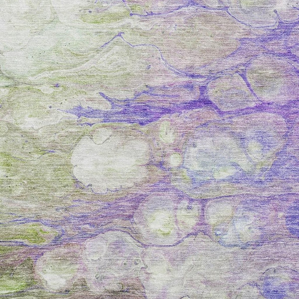 HomeRoots 9' X 12' Stylish Abstract Washable Area Rug in Purple, Green, and Ivory - UV Protected & Stain Resistant 656728