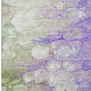 HomeRoots 10' X 14' Oversized Abstract Area Rug in Purple, Green & Ivory - Washable, UV-Protected & Stylish 656729