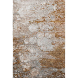 HomeRoots 8' X 10' Washable Terra Cotta, Ivory & Gray Abstract Area Rug with UV Protection for Modern Homes 656733