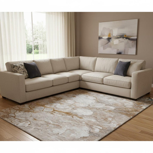 HomeRoots 10' X 14' Abstract Terra Cotta Ivory Gray Washable Area Rug with Stain Resistance & UV Protection 656735