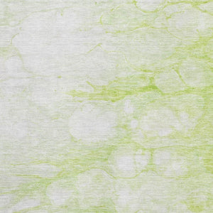 HomeRoots 5' X 8' Artichoke Green & Ivory Abstract Area Rug - Washable, UV-Protected, Perfect for Families! 656737