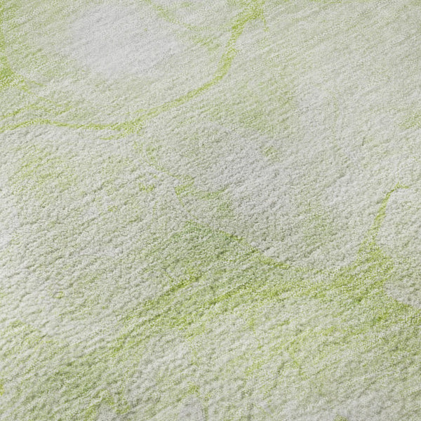 HomeRoots 8' Artichoke Green and Ivory Abstract Round Rug - Washable, UV Protected, Stain Resistant Design! 656738