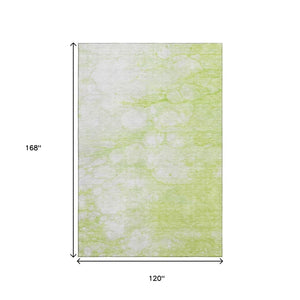 HomeRoots 10' X 14' Artichoke Green Abstract Washable Area Rug - Stain Resistant with UV Protection & Style! 656741