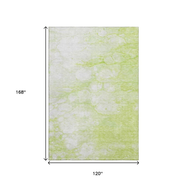 HomeRoots 10' X 14' Artichoke Green Abstract Washable Area Rug - Stain Resistant with UV Protection & Style! 656741