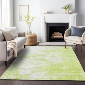 HomeRoots 10' X 14' Artichoke Green Abstract Washable Area Rug - Stain Resistant with UV Protection & Style! 656741