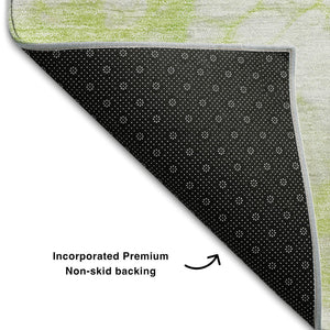 HomeRoots 10' X 14' Artichoke Green Abstract Washable Area Rug - Stain Resistant with UV Protection & Style! 656741