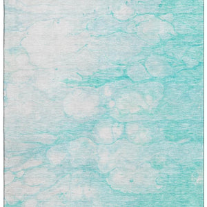 HomeRoots 8' X 10' Aqua and Ivory Abstract Washable Area Rug - Durable, Stylish, UV-Resistant for Busy Homes 656745
