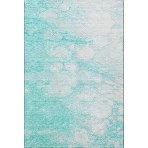 HomeRoots 9' X 12' Aqua And Ivory Abstract Area Rug - Durable, Washable, Stain Resistant & UV Protected Design 656746